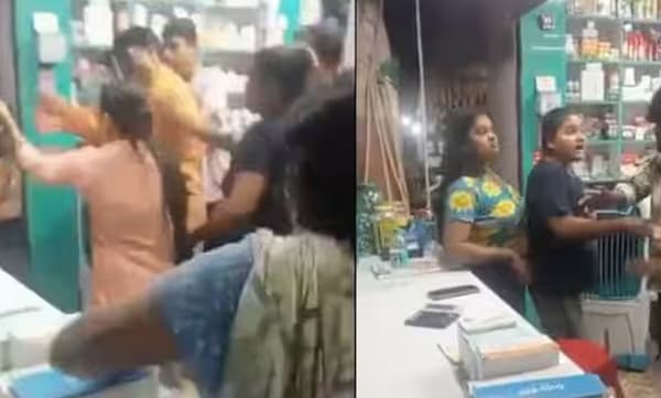 100 രൂപയുടെ പേരില്‍ മെഡിക്കല്‍ ഷോപ്പില്‍ സ്ത്രീകളുടെ പൊരിഞ്ഞ തല്ല്: വൈറലായി വീഡിയോ 
