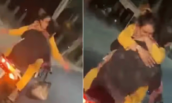 ഓടുന്ന ബൈക്കിലിരുന്ന് പ്രണയപ്രകടനങ്ങള് നടത്തി ദമ്പതികള്: വീഡിയോ വൈറലായതിന് പിന്നാലെ നടപടിയെടുത്ത് പോലീസ്
