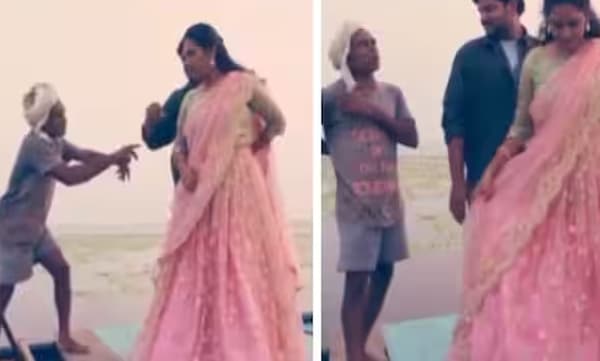 പ്രീവെഡ്ഡിംഗ് ഫോട്ടോഷൂട്ടിനെത്തിയ കപ്പിള്‍സിന് പോസ് കാണിച്ചുകൊടുക്കുന്ന തോണിക്കാരന്‍: വീഡിയോ വൈറല്‍ 
