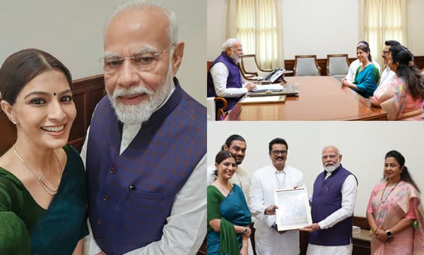 Varalakshmi sharathkumar and family meets narendra modi (Image Source: X)