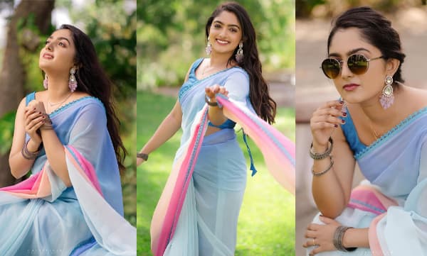 റോക്കി ഓര്‍ റാണിയിലൂടെ തരംഗമായി മാറിയ ഫാൻസി മൾട്ടി കളർ ഡിസൈനർ പ്യുവർ ജോർജറ്റ് സാരിയില്‍ ഗീതു