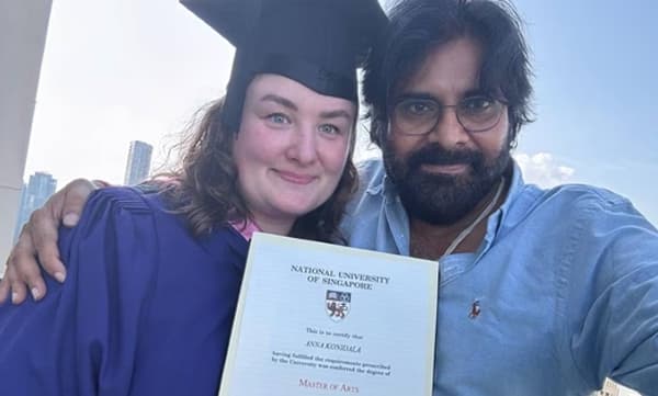 സിംഗപ്പൂരിലെ നാഷണല്‍ യൂണിവേഴ്‌സിറ്റിയില്‍നിന്ന് ബിരുദമെടുത്ത് പവന്‍ കല്യാണിന്റെ ഭാര്യ , ചടങ്ങില്‍ പങ്കെടുത്ത് താരം 
