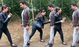 ആക്ഷൻ കിംഗ് അർജുന്റെ വയറ്റത്ത് പഞ്ച് ചെയ്ത് നിക്കി ഗിൽറാണി, വിരുന്ന് സിനിമയുടെ ലൊക്കേഷനിൽ വീഡിയോ ട്രെൻഡിംഗ് 