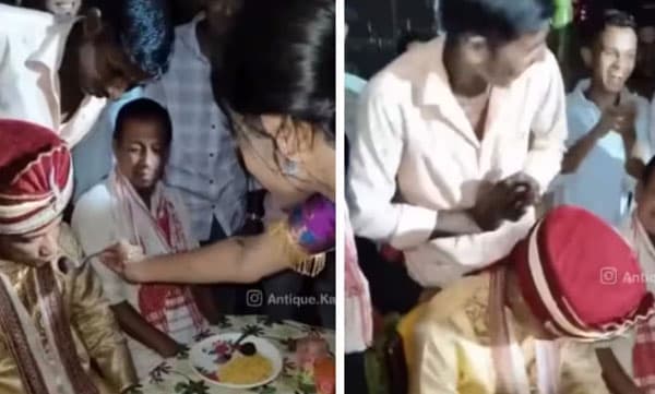 
മധുരം നീട്ടിയപ്പോള്‍ നാണിച്ച് തലതാഴ്ത്തി വരന്‍: പിന്നെ സംഭവിച്ചത്, വൈറലായി വീവാഹ ചടങ്ങിലെ ദൃശ്യങ്ങള്‍ 
