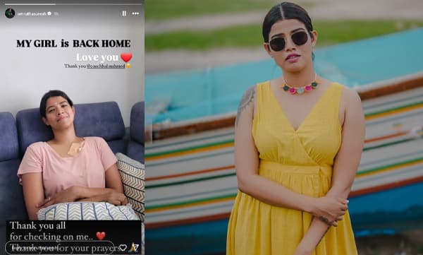 ‘‘എന്നെ അന്വേഷിച്ചര്‍ക്കും പ്രാര്‍ഥനകള്‍ക്കും നന്ദി...’’തിരികെ വീട്ടിലെത്തിയ ചിത്രവുമായി ​അമൃത- നെഞ്ചത്തെ ബാന്‍ഡ് എയിഡ് കണ്ട് എന്ത് പറ്റിയെന്ന് ആരാധകര്‍