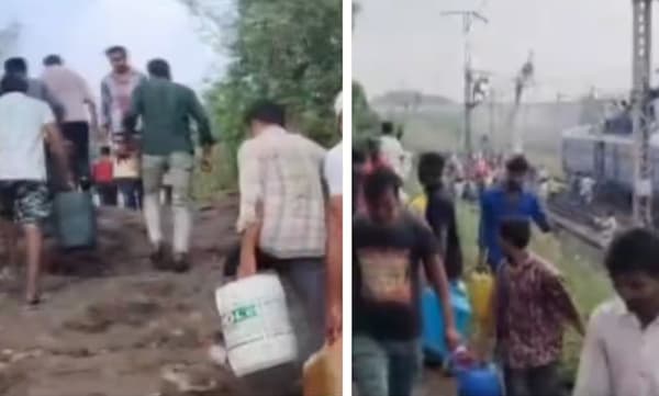 ഡീസലുമായി പോയ ​ ഗുഡ്‌സ് ട്രെയിന്‍ പാളം തെറ്റി: ഒലിച്ചിറങ്ങിയ ഡീസല്‍ കോരാന്‍ പാഞ്ഞെത്തി പ്രദേശവാസികള്‍ 
