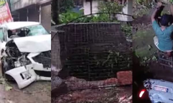 അപാരമായ മനക്കരുത്ത് തുണയായി, ജീവനോടെ രക്ഷപ്പെട്ട് യുവദമ്പതികള്‍ ; ഓടിക്കൊണ്ടിരുന്ന കാര്‍ നിയന്ത്രണം വിട്ട് കിണറ്റിലേക്ക് പതിച്ചു 