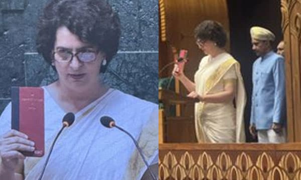  വയനാട് എംപി. സത്യപ്രതിജ്ഞ ചെയ്തു; ചടങ്ങില്‍ ഭരണഘടന ഉയര്‍ത്തിപ്പിടിച്ച പ്രിയങ്കാഗാന്ധി 