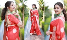 ഗോള്‍ഡന്‍ ഫ്ലോറല്‍ ഡിസൈനുള്ള ഓറഞ്ച് സാരിയില്‍ അതിസുന്ദരിയായി മാധുരി ദീക്ഷിത് ;ധക് ധക് ഗേളിന്റെ പുതിയ ചിത്രങ്ങള്‍ ഏറ്റെടുത്ത് ആരാധകര്‍