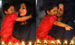 ദീപപ്രഭയിൽ കാവ്യയും മഹാലക്ഷ്മിയും ; അമ്മയുടെ ഒക്കത്തിരുന്ന് ദീപകാഴ്ച കാണുന്ന  മഹാലക്ഷ്മി- ചിത്രങ്ങൾ ഏറ്റെടുത്ത് ആരാധകർ 