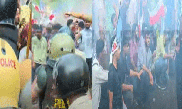 സോളിഡാരിറ്റി-എസ്ഐഒ വിമാനത്താവളം മാർച്ചിൽ വൻ സംഘർഷം, ​ഗ്രനേഡ് ഉപയോ​ഗിച്ച് പോലീസ്