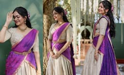 ദാവണിയില്‍ സുന്ദരിയായി അഹാന കൃഷ്ണ; ചിത്രങ്ങള്‍
