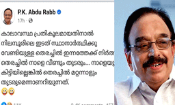 ‘കാലാവസ്ഥ പ്രതികൂലമായതിനാൽ ഇടത് സ്ഥാനാർഥിക്കുള്ള തെരച്ചിൽ ഇന്ന​ത്തേക്ക് നിർത്തി നാളെയും കിട്ടിയില്ലെങ്കിൽ മറ്റെന്നാളും തുടരും’; പരിഹാസവുമായി പി​.കെ അബ്ദുറബ്ബ്
