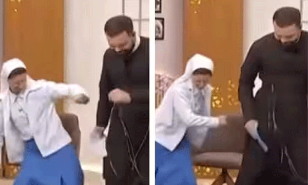 ലൈവ് ടിവി ഷോയ്ക്കിടെ പ്രഭാഷണം നടത്തിയശേഷം നൃത്തം ചെയ്ത് കന്യാസ്ത്രീ: വൈറലായി വീഡിയോ  
