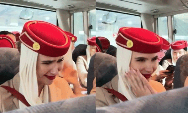 സഹപ്രവര്‍ത്തകള്‍ യാത്രയയപ്പ് നല്‍കി: പൊട്ടിക്കരഞ്ഞ് ഫൈ്‌ളറ്റ് അറ്റന്‍ഡന്റ് 
