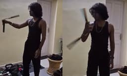 നഞ്ചക്ക് ഈസിയായി കറക്കി വേടന്‍
