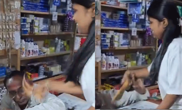 ചെരുപ്പൂരി മുഖത്തടിച്ച് ജീവനക്കാരി, മാപ്പ് ചോദിച്ച് കടയുടമ: വീഡിയോ വൈറല്‍ 
