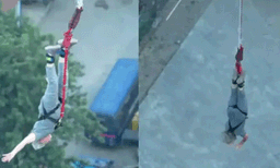 ഇതൊക്കെയെന്ത്? 82-ാം വയസ്സില്‍ ബംഗീ ജമ്പിംഗ് നടത്തി മുത്തശ്ശി, വീഡിയോ വൈറല്‍
