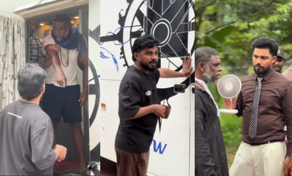 Sharafudheen and Vinayakan in the pet detective movie location (Image Source: Instagram)