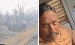 ട്രെയിനിന്റെ ചില്ല് തകര്‍ത്ത് അകത്തേക്ക് വീണ് കഴുകന്‍, ലോക്കോ പൈലറ്റിന് പരിക്ക്: ഞെട്ടിക്കുന്ന ദൃശ്യങ്ങള്‍ 
