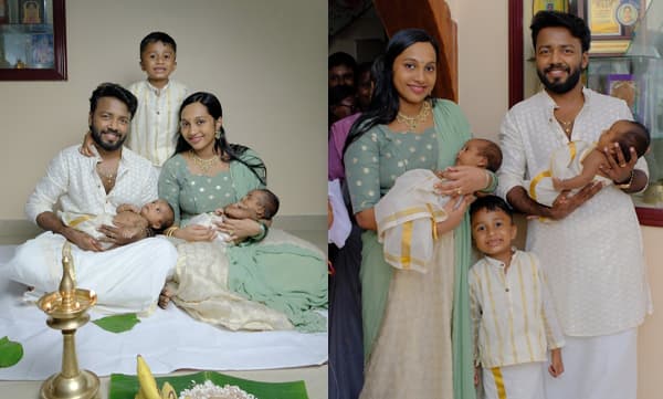 Vishnu Unnikrishnan about his twin kids naming ceremony (Image Source: Facebook)