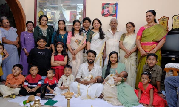 Vishnu Unnikrishnan about his twin kids naming ceremony (Image Source: Facebook)