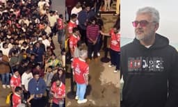 അജിത്തിനെ കാണാനായി ആരാധകരുടെ നീണ്ട ക്യൂ; യാതൊരു മടിയുമില്ലാതെ അവര്‍ക്കൊപ്പം ഫോട്ടോയെടുത്ത് താരം , വീഡിയോ
