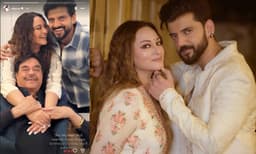 പിന്നിൽ നിന്ന് അച്ഛനെ കെട്ടിപ്പിടിച്ച്, തോളില്‍ കൈവച്ചിരിക്കുന്ന സഹീറിനെ നോക്കി നിറചിരിയോടെ സോനാക്ഷി; സഹീര്‍ ജനിച്ചതിൽ താന്‍ ഭാഗ്യവതിയെന്ന് താരം