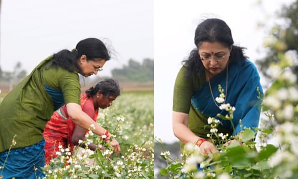മണ്ണില്‍ ചവിട്ടി, കര്‍ഷകര്‍ക്കൊപ്പം ചെലവഴിച്ച് നടി ഗൗതമി; വീഡിയോ
