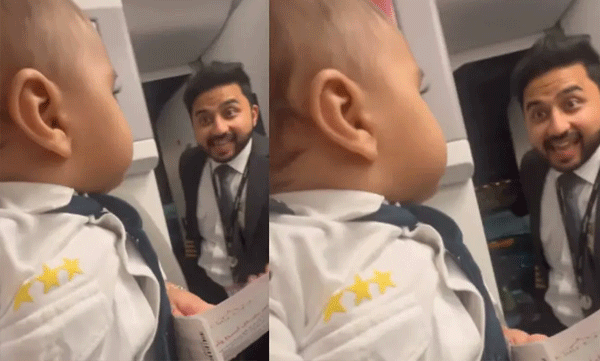 പൈലറ്റായ അച്ഛന് കൂട്ടായി കുഞ്ഞു പൈലറ്റ്: ഹൃദയം കീഴടക്കി എട്ടുമാസം പ്രായമുള്ള അഗസ്ത്യയുടെ ആദ്യ വിമാനയാത്ര
