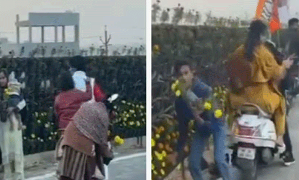 പ്രധാനമന്ത്രിയുടെ പരിപാടിയ്ക്ക് പിന്നാലെ അലങ്കാരത്തിനെത്തിച്ച പൂച്ചട്ടികള്‍ മോഷ്ടിച്ച് നാട്ടുകാര്‍: ലഖ്‌നൗവില്‍ നിന്നുള്ള ദൃശ്യങ്ങള്‍ പുറത്ത് 
