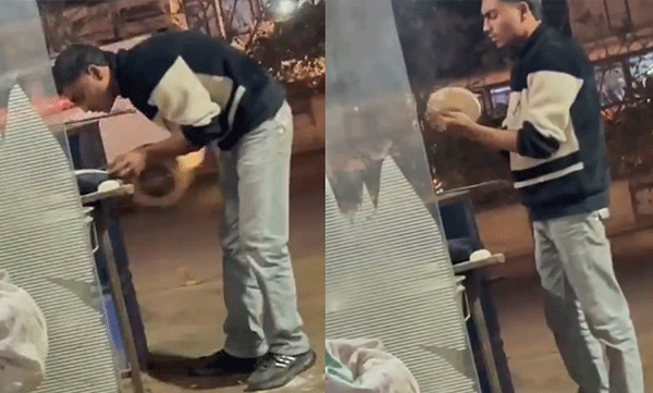 ചുട്ടെടുക്കുന്നതിന് മുന്‍പേ ചപ്പാത്തിയില്‍ തുപ്പുന്ന പാചകക്കാരന്‍: തട്ടുകടയില്‍ നിന്നുള്ള ഞെട്ടിക്കുന്ന ദൃശ്യങ്ങള്‍ പുറത്ത് 
