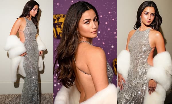 ഹൈ നെക്ക്ലൈനുള്ള സില്‍വര്‍ സീക്വന്‍ഡ് ഗൗണും വൈറ്റ് ഫര്‍ സ്റ്റോളും ധരിച്ച് ഹോട്ട് ഗ്ലാമര്‍ ലുക്കില്‍ ആലിയ ഭട്ട്; നാത്തൂന് ക്യൂട്ട് കമന്റുമായി കരീന കപൂര്‍ ഖാന്‍ 