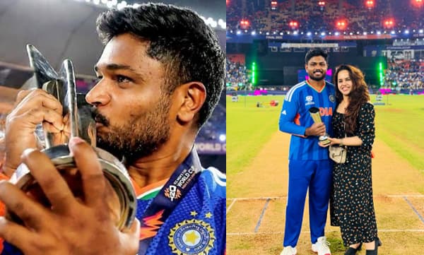 പ്ലെയര്‍ ഓഫ് ദി ടൂര്‍ണമെന്റ് ട്രോഫി ചാരുലതയ്ക്ക് സമ്മാനിച്ച് സഞ്ജു സാംസണ്‍; ‘​എന്റെ ട്രോഫി, അവന് കിട്ടിയ ട്രോഫിയുമായി’ എന്ന് കുറിച്ച് ചാരു; ഏറ്റെടുത്ത് ആരാധകര്‍