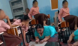 വിദ്യാര്‍ത്ഥിനികളെകൊണ്ട് ശരീരം മസാജ് ചെയ്യിച്ച് അധ്യാപിക: ഞെട്ടിക്കുന്ന ദൃശ്യങ്ങള്‍ പുറത്ത് 

