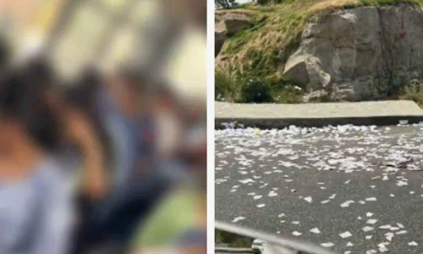 റോഡിലേക്ക് പേപ്പര്‍ കഷണങ്ങള്‍ വലിച്ചെറിഞ്ഞു: സ്‌കൂള്‍ ബസില്‍ കയറി വിദ്യാര്‍ത്ഥികളെ ശകാരിച്ച് ബൈക്ക് യാത്രക്കാരന്‍ 
