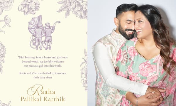 കബീറിനും സിയാനും കൂട്ടായി അനിയത്തിക്കുട്ടിയെത്തി; മൂന്നാമത്തെ കുഞ്ഞിന്റെ പേര് വെളിപ്പെടുത്തി ദിനേശ് കാര്‍ത്തിക്കും ദീപികയും 
