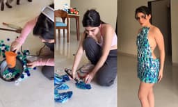 മൾട്ടി-കളർ പ്ലാസ്റ്റിക് ബോട്ടില്‍ ക്യാപ്പുകള്‍ കൊണ്ടുള്ള മൊസൈക് മിനി ഡ്രസ്സില്‍ ഗ്ലാമര്‍ ലുക്കില്‍ ഉര്‍ഫി ജാവേദ്; ഫാഷന്‍ സെന്‍സേഷന്റെ പുതിയ ലുക്കും ട്രെന്‍ഡിംഗ്