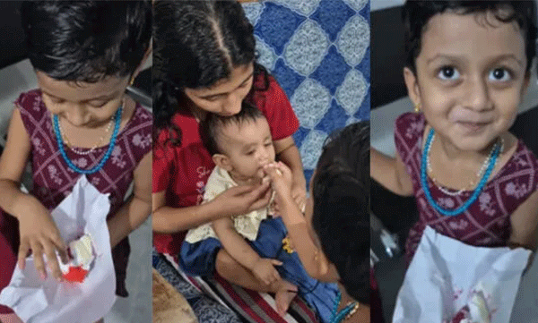 കണ്ടുപഠിക്കണം ഈ കൊച്ചുമിടുക്കിയെ: കേക്കുകള്‍ പകുത്തി നല്‍കി കുരുന്ന്, കയ്യടിച്ച് സോഷ്യല്‍ മീഡിയ
