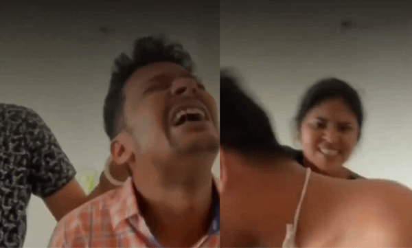 ഭര്ത്താവിന്റെ ഷര്ട്ടില് പിടിച്ചുവലിച്ചും, തലമുടി പിഴുതെടുത്തും ഭാര്യയുടെ കൊടുക്രൂരത: ഞെട്ടിക്കുന്ന ദൃശ്യങ്ങള് വൈറലാകുന്നു