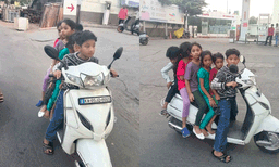 തിരക്കേറിയ റോഡില്‍ സ്‌കൂട്ടറില്‍ പാഞ്ഞ് ആറ് കുട്ടികള്‍, നടുങ്ങി പ്രദേശവാസികള്‍: മാതാപിതാക്കള്‍ക്കെതിരെ നടപടി വേണമെന്ന് ആവശ്യം 
