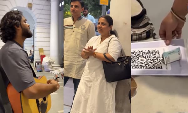 സ്ട്രീറ്റ് സിംഗറുടെ ക്യൂ ആര്‍ കോഡ് സ്റ്റാൻഡിന് കീഴിൽ നിശബ്ദമായി 500 രൂപ നോട്ട് നിക്ഷേപിച്ച് മടങ്ങുന്ന സ്ത്രീ;ഹൃദയം കവരും പ്രവൃത്തിക്ക് കൈയടിച്ച് ​സോഷ്യല്‍ മീഡിയ; വീഡിയോ വൈറല്‍