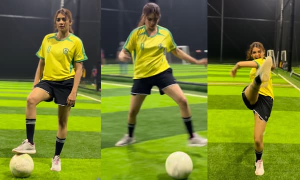 Dilsha Prasannan playing football (Image Source: Instagram)
