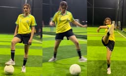 Dilsha Prasannan playing football (Image Source: Instagram)