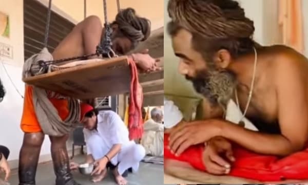 ദൈവത്തെ കാണാൻ 12 വർഷമായി ഒരേ നിൽപ്പ്; ഖഡേശ്വരി വ്രതവുമായി യുവ സന്ന്യാസി