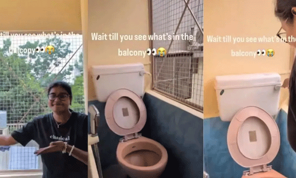 'ഇങ്ങനെയൊന്ന് സ്വപ്നങ്ങളില്‍ മാത്രം: ബെംഗളൂരുവിലെ വീടിന്റെ ബാല്‍ക്കണിയിലെ ടോയ്‌ലറ്റ് കണ്ട് മൂക്കത്ത് വിരല്‍വെച്ച് സോഷ്യല്‍ മീഡിയ
