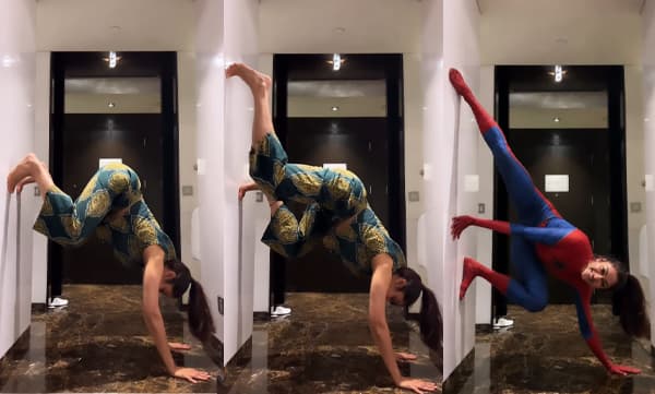 Abhirami doing  spidey challenge (Image Source: Instagram)