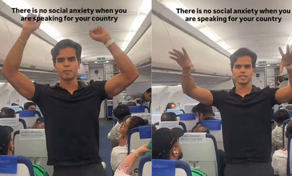 ഇൻഡിഗോ വിമാനത്തിൽ യാത്രക്കാരോട് ജന്തർ മന്ദർ പ്രതിഷേധത്തിൽ പങ്കെടുക്കാൻ അഭ്യർത്ഥിച്ച് യുവാവ്; വീഡിയോ വൈറൽ