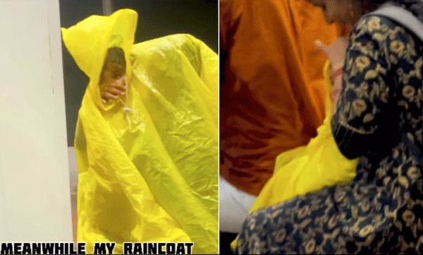 കനത്ത മഴയിൽ കുഞ്ഞുമായി വലഞ്ഞ കുടുംബത്തിന് സ്വന്തം റെയിൻകോട്ട് നൽകി അപരിചിതൻ; കണ്ണ് നനയിക്കും ഈ കാഴ്ച