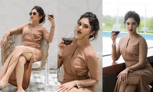 ക്രൂ നെക്ക്‌ലൈനും കീഹോൾ കട്ടൗട്ടുമുള്ള മോച്ച-ടാൻ ബോഡികോണ്‍ ഔട്ട്ഫിറ്റില്‍ ഹോട്ട് ഇന്റന്‍സ് ലുക്കില്‍ ഗായത്രി സുരേഷ്; ഹോട്ട് ഇമോജി കമന്റായി നല്‍കി ആരാധകര്‍